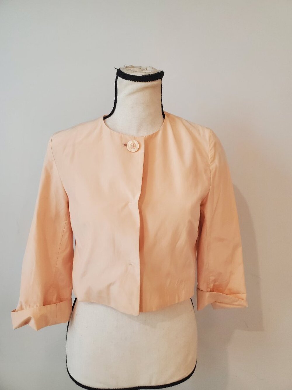 Max Mara Studio Peach Cotton Silk Cropped Blouse sz 4